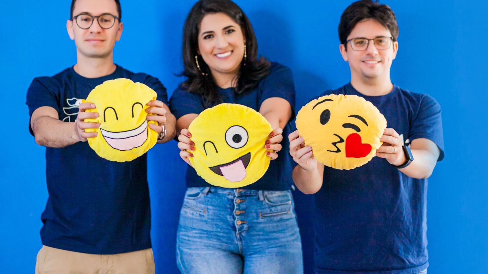 Bruno Soares, Rafaela Cechinel, e Gabriel Leite, os fundadores da Feedz. Crédito da imagem Divulgação-Feedz-min (1) Foto: divulgação.