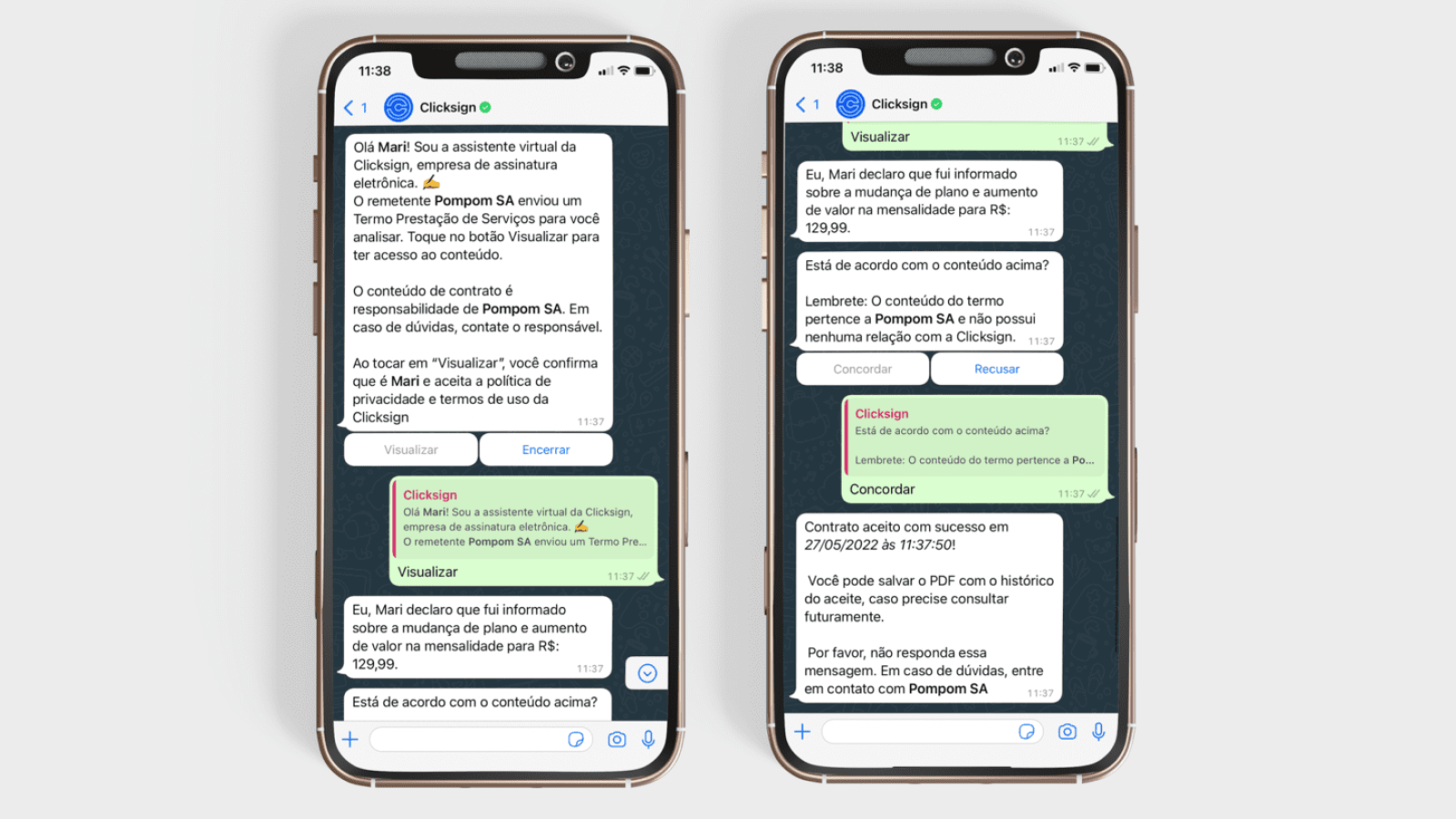 Clicksign – Solução “Aceite via WhatsApp“. Crédito da imagem Divulgação-Clicksign (3) Foto: divulgação.