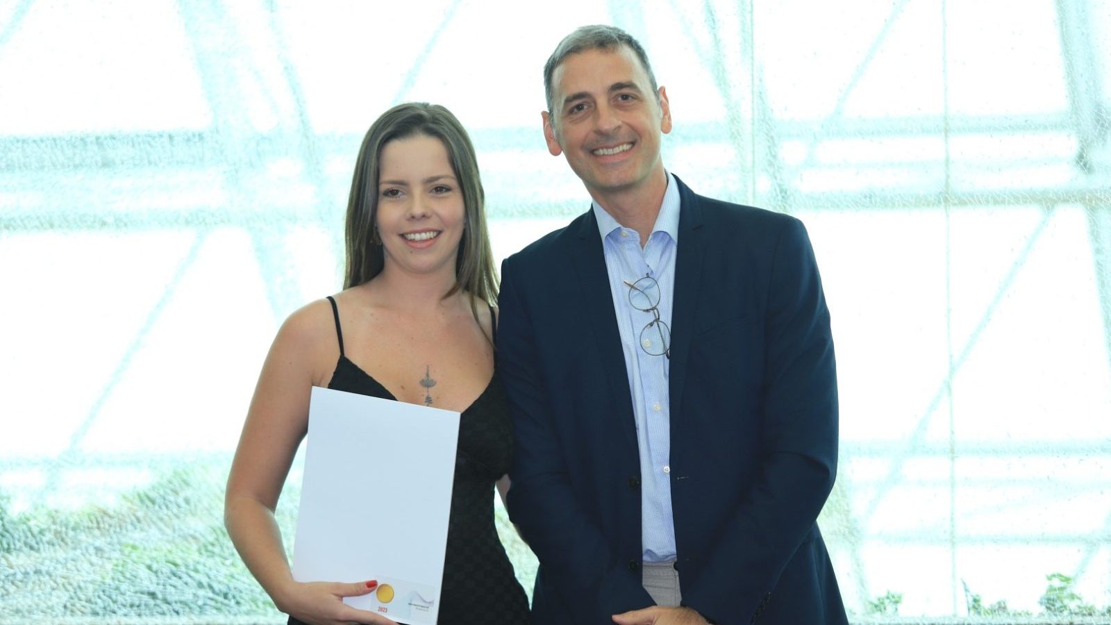 Ana Paula Dahlke (Economia SC) e Leandro Mode (diretor de comunicação da Vale). Foto: Jurandir Santana.