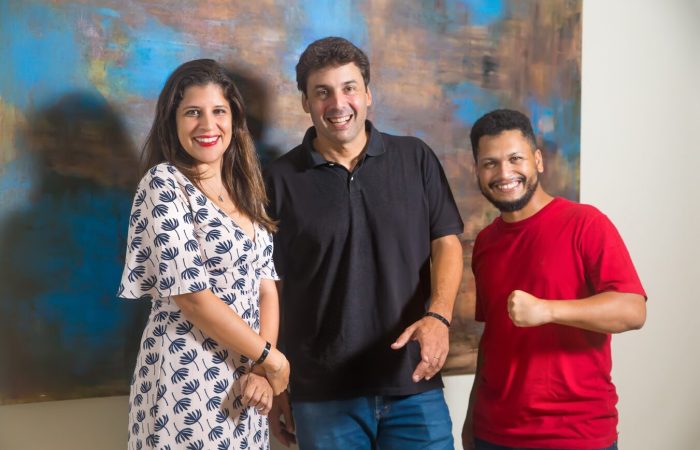 Priscilla Erthal, Roni Cunha Bueno e Felipe Ladialau, sócios-fundadores da empresa. Crédito: Rosangela César de Lima Braga.